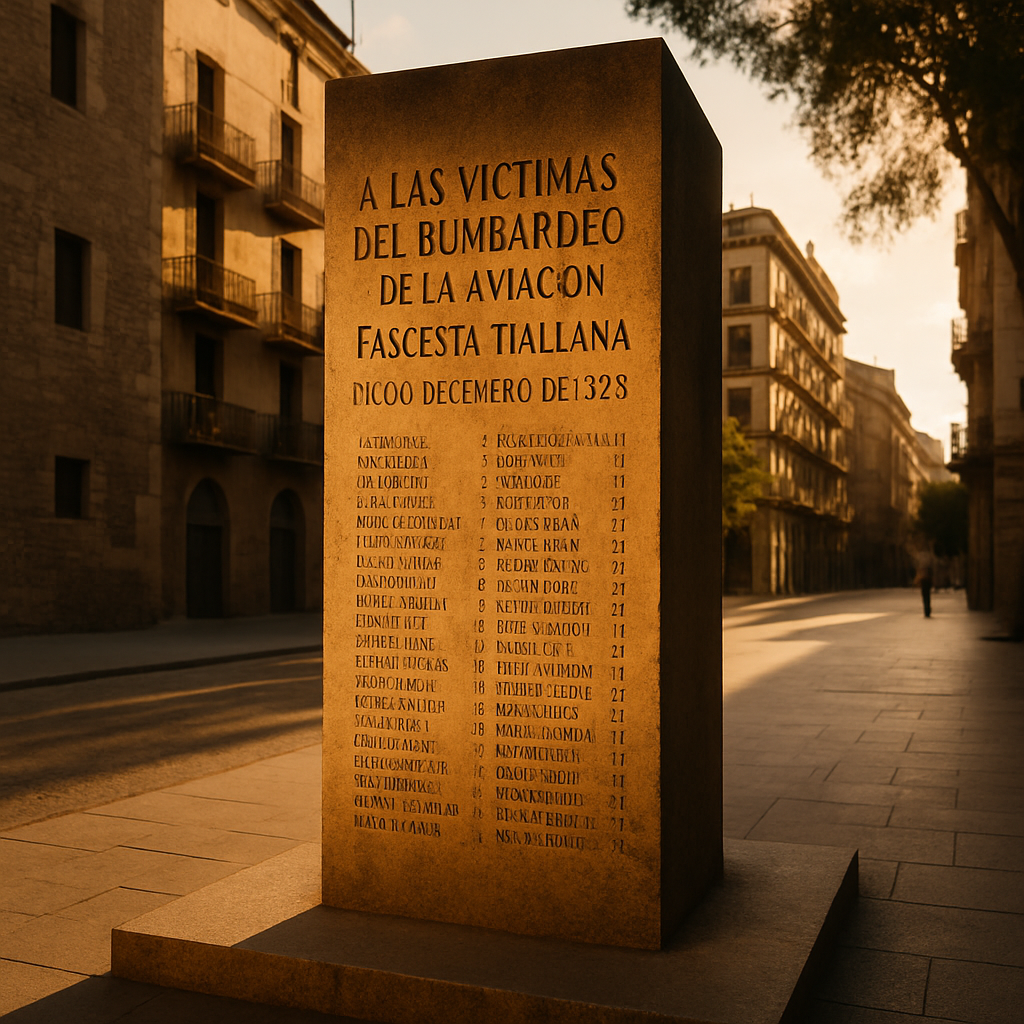 En memòria de les víctimes dels bombardejos comesos per l'aviació feixista italiana, aliada de l'exércit franquista, al març de 1938 a Barcelona